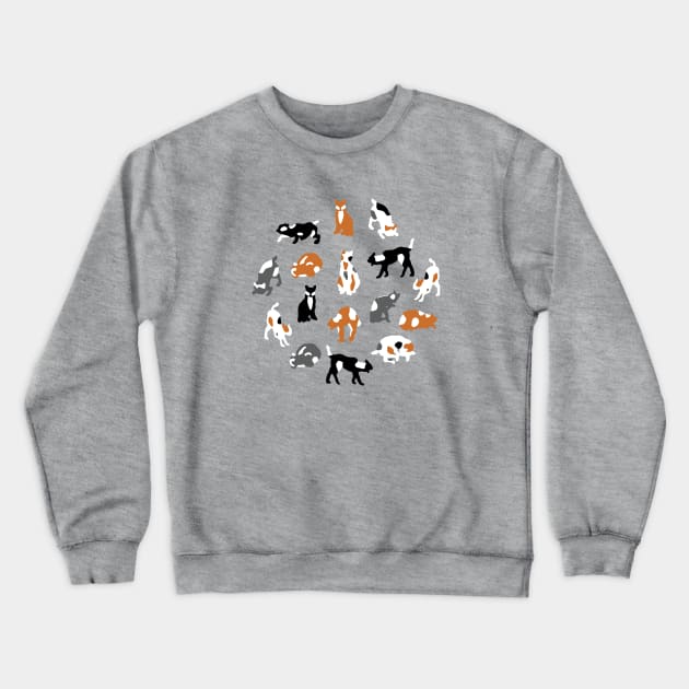 Pattern with cute cartoony cats on pink Crewneck Sweatshirt by agus.cami